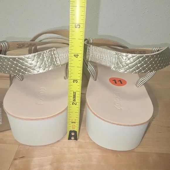 NWT Olukai Onohi Strappy Platform Woven Leather Sandal Women Size 11 Color Gold - Picture 6 of 13